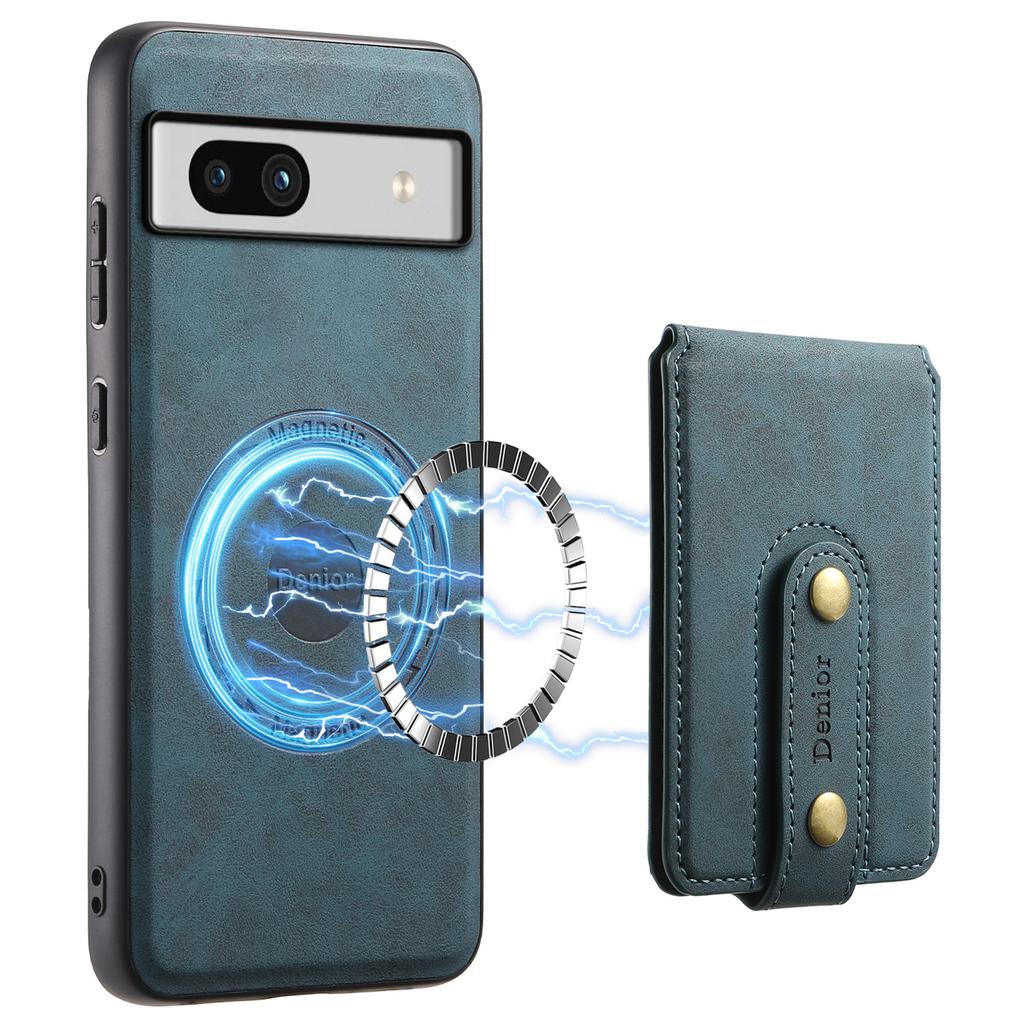 DENIOR D14 For Google Pixel 7a Magnetic Case 2 In 1 Detachable Card Bag PU+PC+TPU Phone Cover