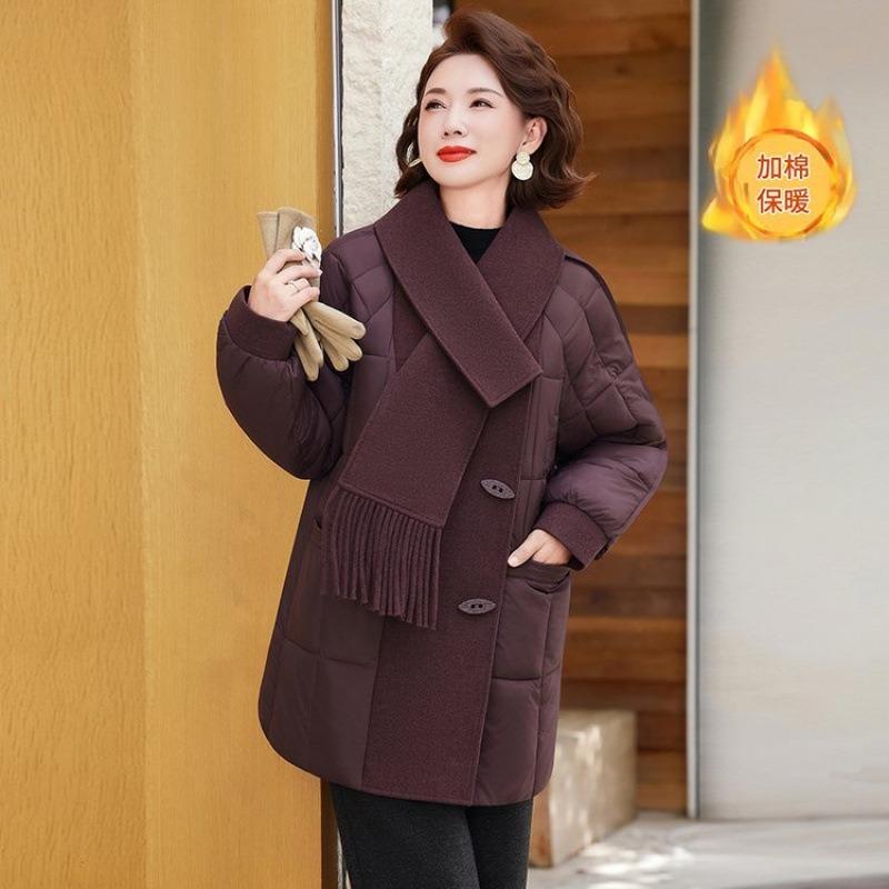 

Зимняя пуховая хлопковая одежда, высококачественный шарф, зимняя темпераментная флисовая утолщенная куртка 4XL [recommended 150-80kg]