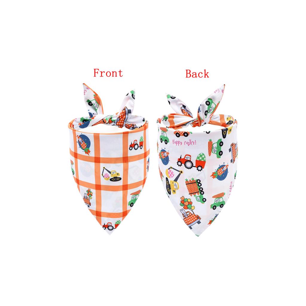 Bavette de chien pour Pâques avec motifs Lapin & Carotte, Foulard réversible pour animaux de compagnie pour tenues de fête