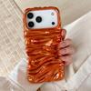 Coque de téléphone Texture Crème 3D Placage Orange pour iPhone 17 Pro Max 16 16pro 15 14 Pro Max 15Plus 13 Housse TPU antichoc Anti-chute