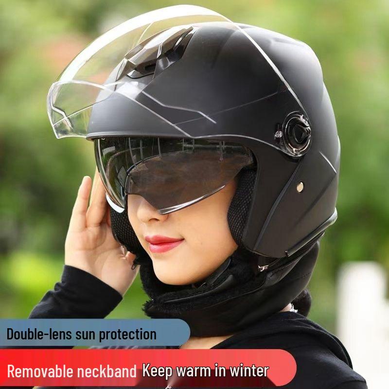 Certified Electric Vehicle Helmet with Cold Protection and Neck Gaiter – Unisex Half Helmet for Motorcycle Safety