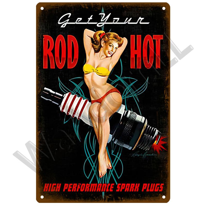 Metalowy Znak Vintage – Dziewczyny Pin-Up Sztuka Rękodzieło Malarstwo, Zabawny Plakat w Stylu Seksownej Damy, Idealny Wystrój Ściany do Pubu, Baru, Domu