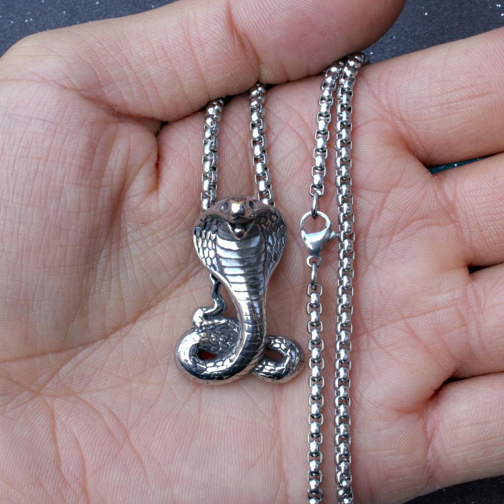 European and American Punk Style Street Trend Men's Trendy Snake Shaped Pendant Necklace Accessories