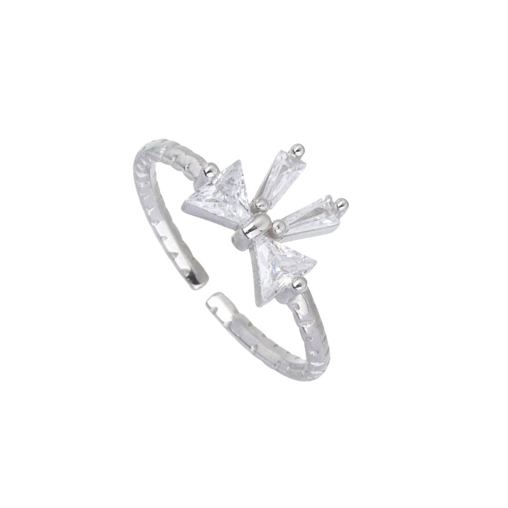 Elegant White Bowknot Rings Open Rings for Women and Girls Adjustable Zircon Jewelry Perfect for Parties and Dates