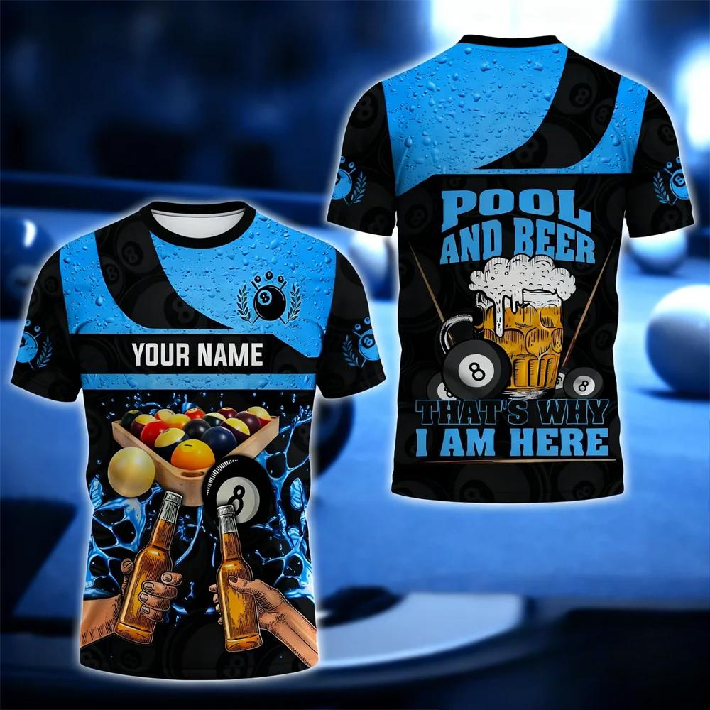 Fashion Billiards Sports Men's T-Shirt Funny 3D Print Personalized Short Sleeve Tees Casual O-neck Loose Comfortable Plus Siz T-shirts
