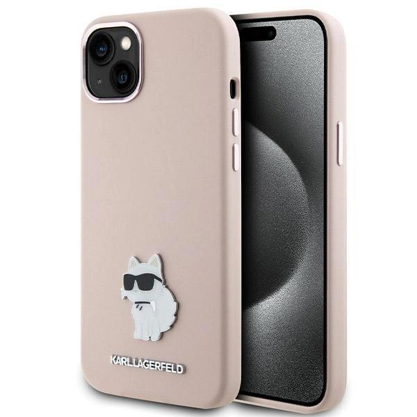Karl Lagerfeld Klhcp15Msmhcnpp Iphone 15 Plus / 14 Plus 6.7 Różowy/Pink Silicone Choupette Metal Pin