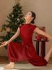 2025 Women's Red Chinese Style Yoga & Pilates Set - New Year Sports Vest & Fitness Top