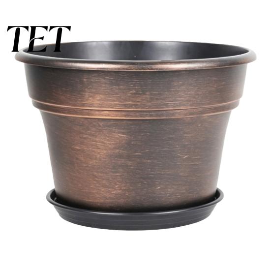 Lightweight Durable Plant Holders Retro Flower Pot with Saucer, Bronze Finish Drainage Holes, Decorative Pots for Balcony Breathable Thickened Plastic
