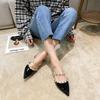 Net red envelope slippers women's fashion cool slippers pointed middle heel summer sexy head half slippers women