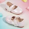 2026 Spring Girls' Princess Bow Leather Flat Shoes - Soft Sole & Round Toe for Toddlers