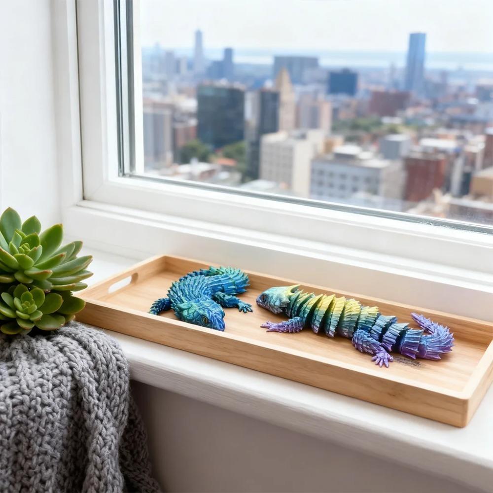 3D Printed Lizard Statue, Flexible 3D Printed Animal, Colorful Figurines Statue, Gifts, 36.5Cm/14.37In, 23.5Cm/9.25In