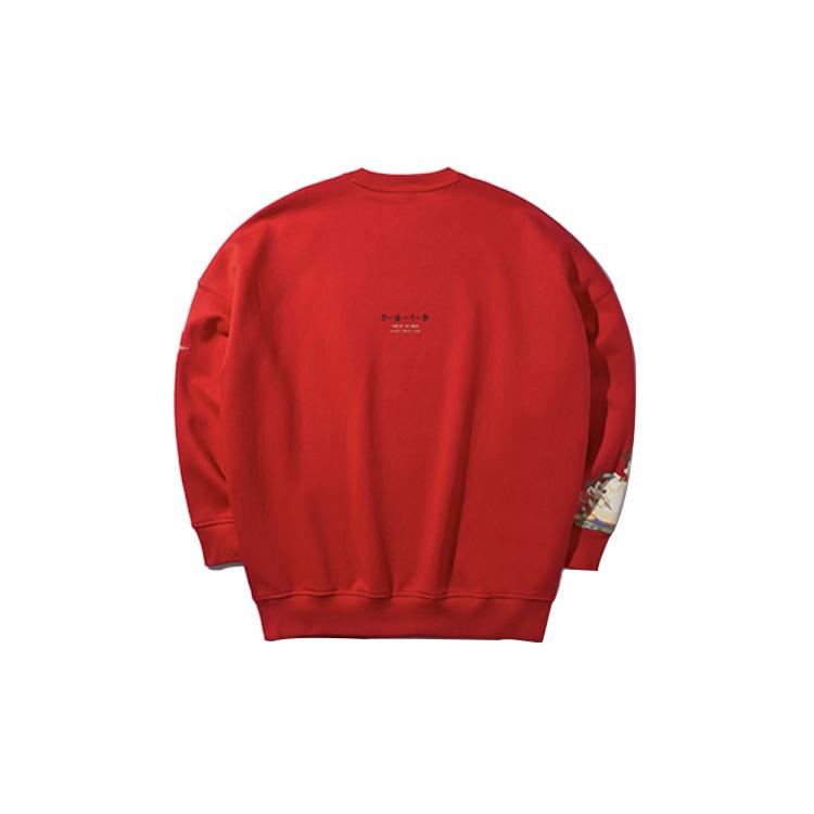 Li Ning X Disney Sweatshirts Men's Total Cherry Red Crew Neck Moderate Regular AWDQ139-1