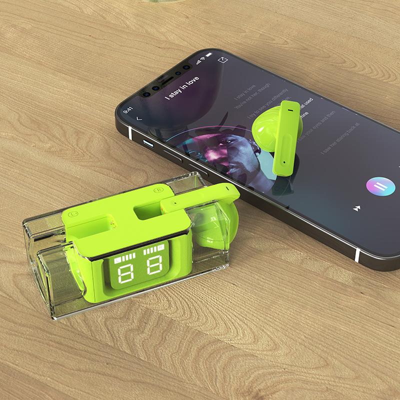 VAORLO Bluetooth 5.2 sluchátka s digitálním displejem Bezdrátová sluchátka s potlačením hluku IPX5 vodotěsná sluchátka do uší pro sport s HD mikrofonem
