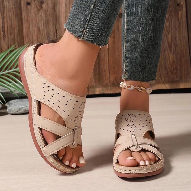 Fashion Summer Hollow Wedge Sandals for Women New Orthopedic Arch Support Sandals Female Comfortable Non Slip Platform Sandalias Mujer