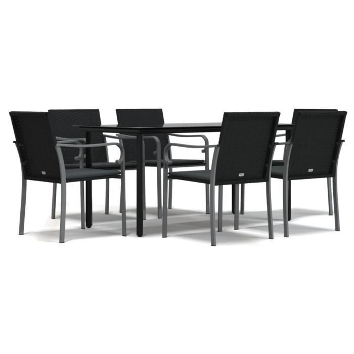VidaXL Ensemble à manger de jardin 7 pcs coussins résine tressée acier 3186964