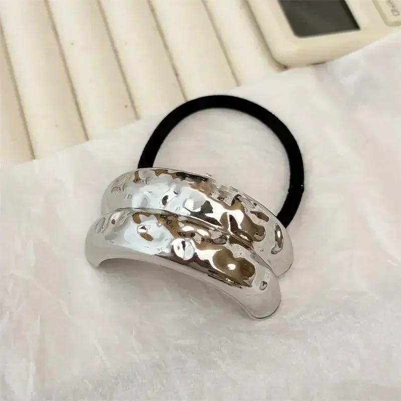New Metal Irregular Golden Color Hair Bands Elastic Fashion Scrunchies Hair Rope Headbands Women Girls Hair Accessories