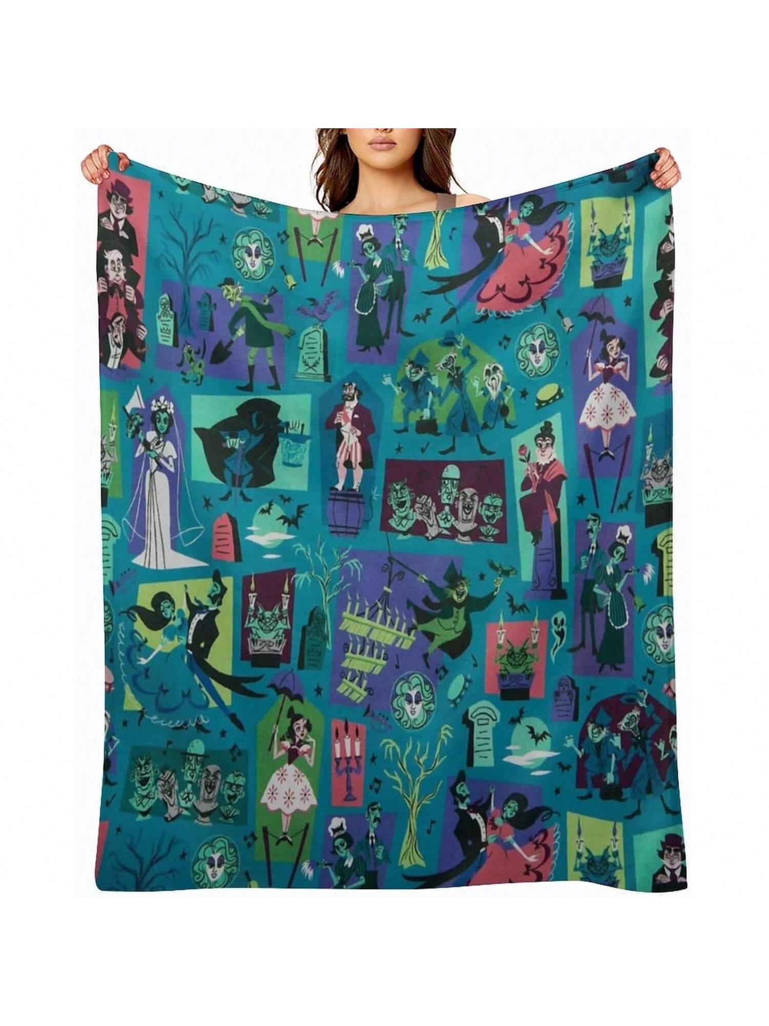 

Haunted Mansion Blanket 50X40 Soft Cozy Fleece Throw Blanket Plush Lightweight Warm Fuzzy Flannel Blankets And Throws For Couch Sofa Bed, Blue 75X95CM