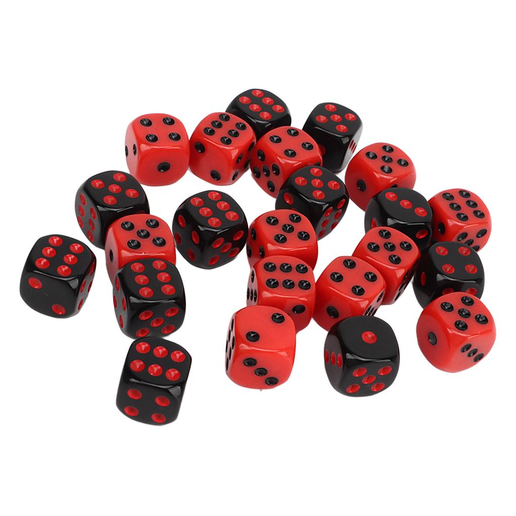 48PCS 6 Sided Dices Black and Red Plastic Waterproof Table Game Dice Set for Party Bars Club