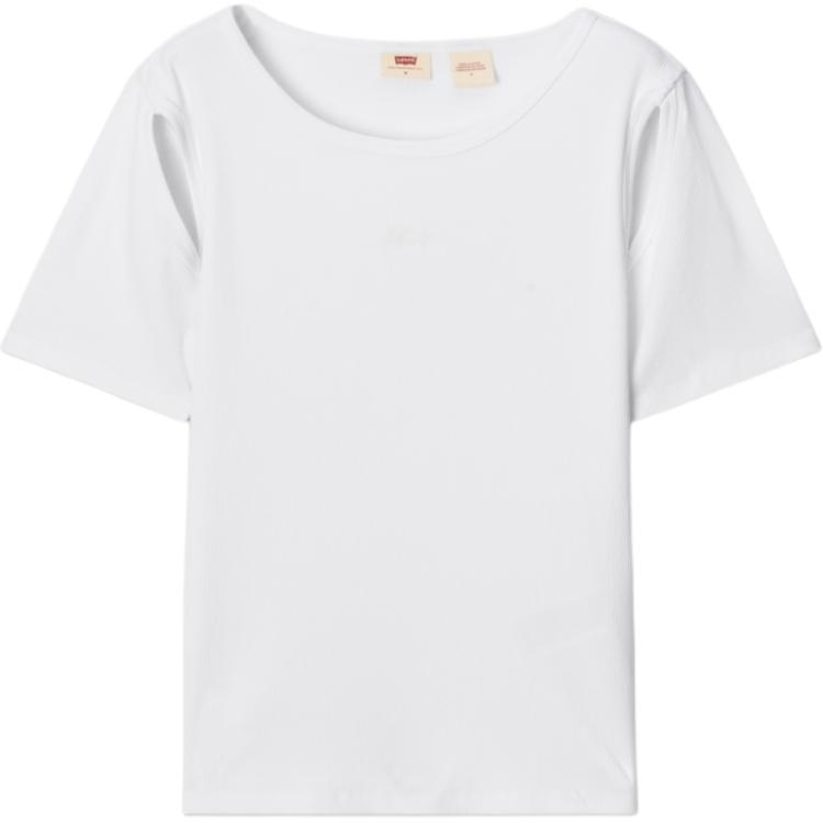 

Levis Мягкая Удобная Однотонная Приталенная Футболка с Круглым Вырезом и Коротким Рукавом Женские Топы Белый 003SV-0000 S