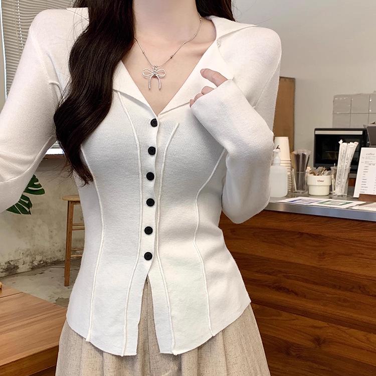 Women's Autumn & Winter Slimming Knit Cardigan with Retro Turn-Down Collar