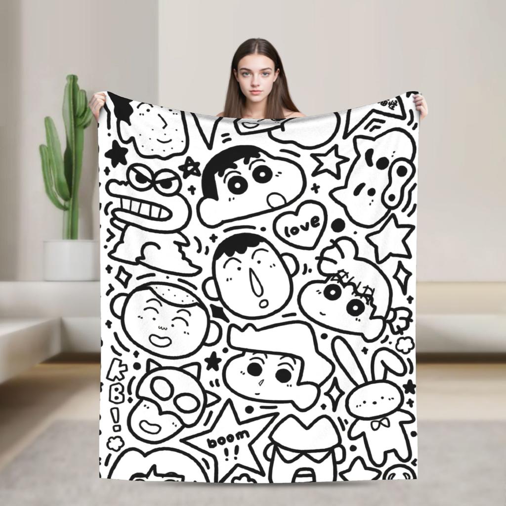 Crayon Shin chan Cartoon Decke Flanell Frühling Herbst Multifunktion Super Weich Überwurfdecken für Sofa Auto Bettwäsche Überwürfe