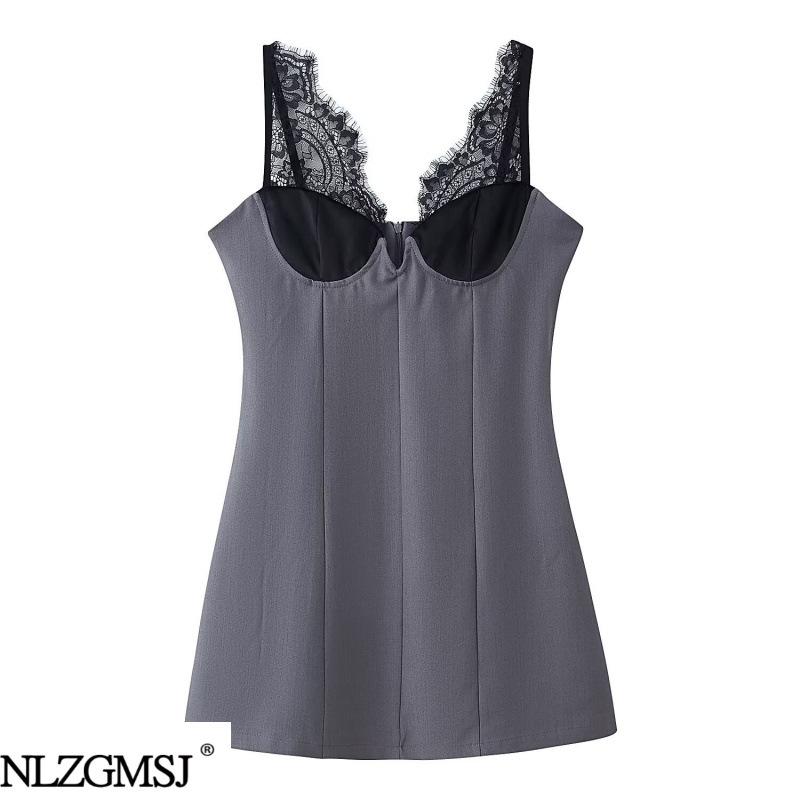 2026 Spring European & American Slim Lace Deep V Camisole Dress Medium