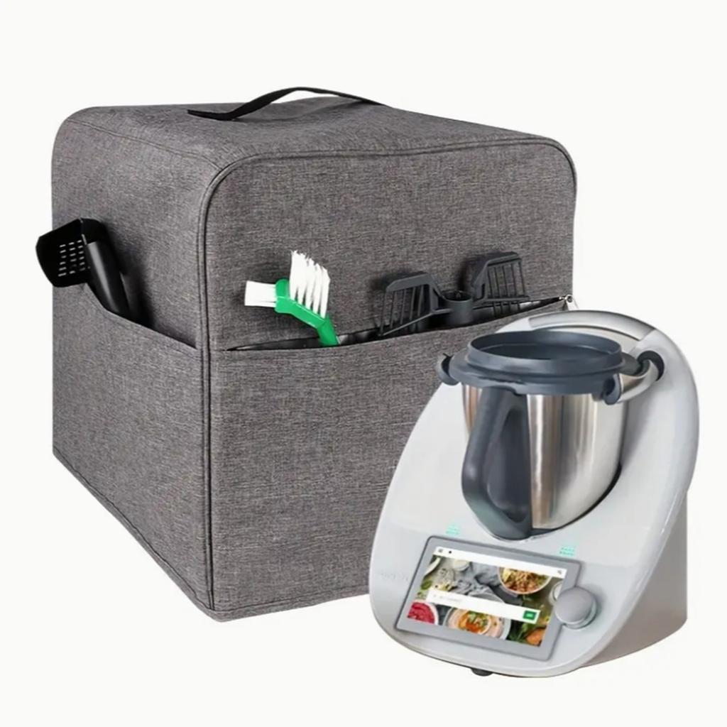 Tela Oxford Gris Mezclador Thermomix TM5/TM6 MEZCLADOR funda especial de doble capa Almacenamiento lateral Estuche protector engrosado 1 pieza