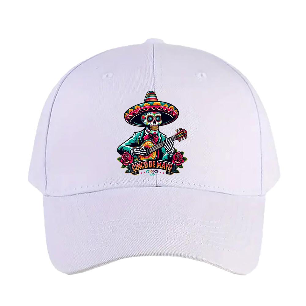 Cinco De Mayo Skeleton Caps Summer Adult Baseball Cap Adjustable with Curved Brim Duckbill Hat Protection Sun Hats