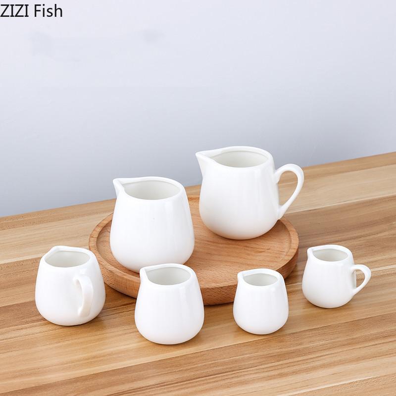 Creative Ceramic Milk Jug Coffee Latte Milk Frother Barista Pull Flower Condensed Milk Can Home Solid Color Coffee Accessories