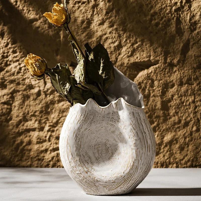 Böhmischen stil keramik vase retro land hause dekoration unregelmäßigen runde getrocknete blumen Puwei gras wohnzimmer dekoration