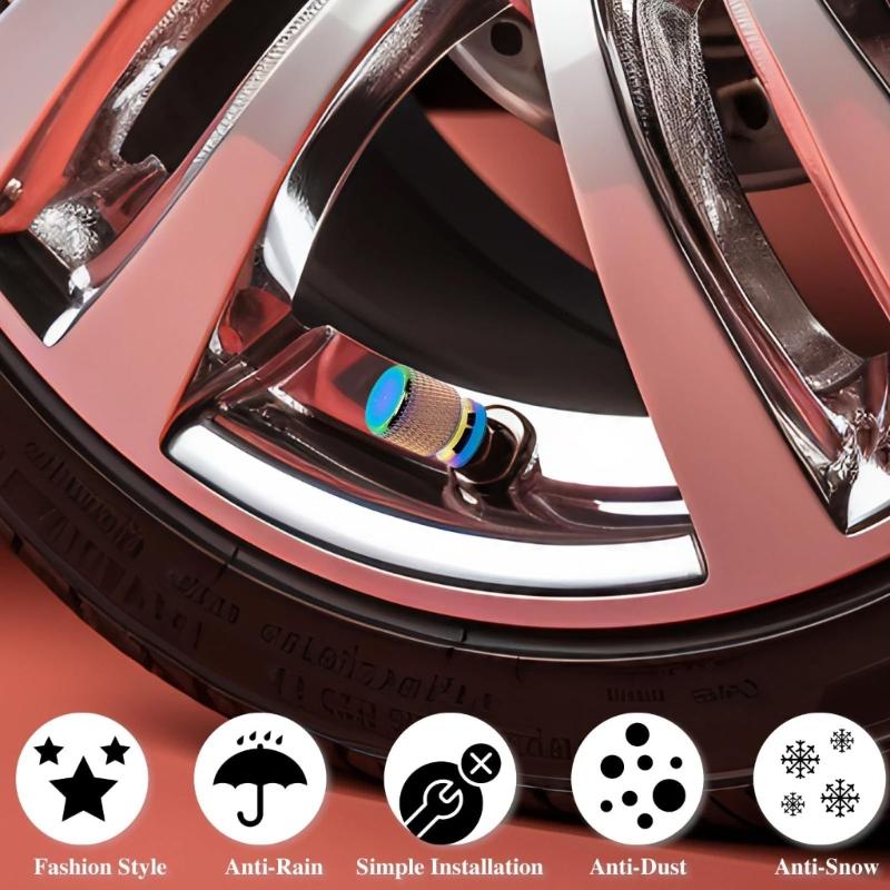 2pcs/4pcs Anodized Aluminum Tire Valves Stem Cap Cover Universal Fit for Cars SUVs Bikes Trucks Motorcycles Construction