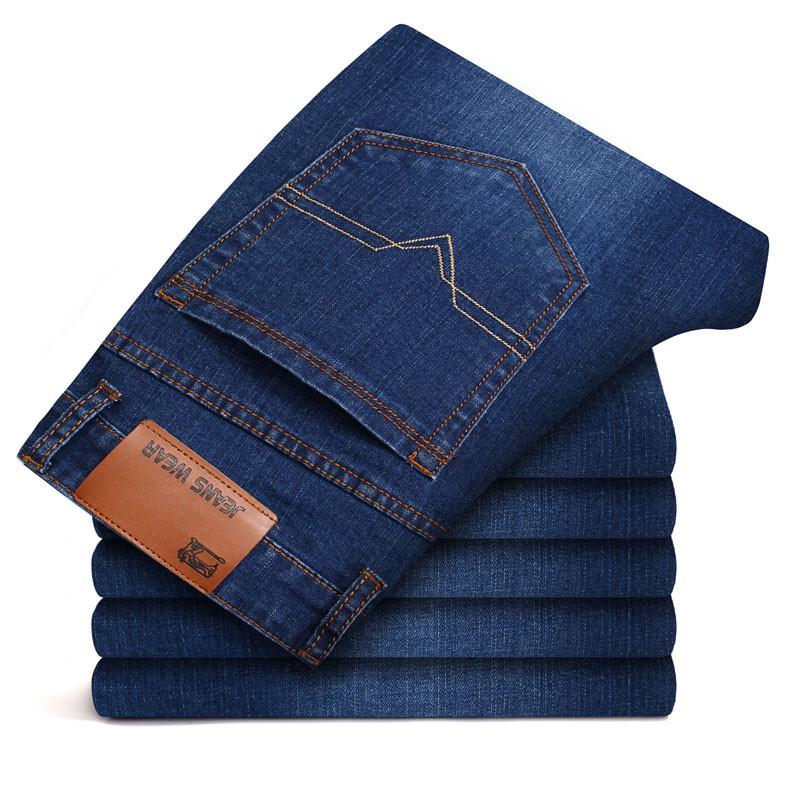 Fashion Padded and Thickened Jeans Men's Slim Type Elastic Straight Trousers Autumn and Winter Models of the Trend of Casual Men's Trousers