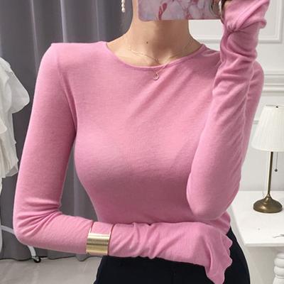 Roupas sensuais femininas, macias e levemente tentadoras, ajuste fino e gola redonda, camiseta da moda, top