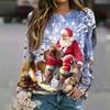 Women's Casual Neck Long Sleeve Raglan Christmas Print Pullover Sweatshirt