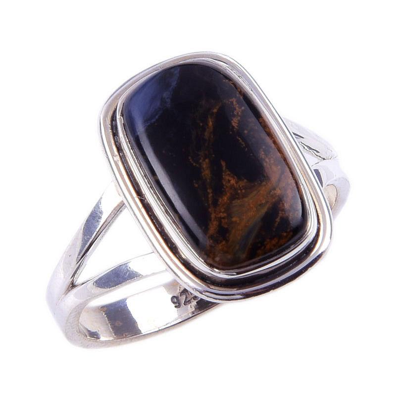 Natürlicher Pietersit Edelstein Handgefertigt 925 Massiv Sterlingsilber Ring Größe 9 H7F71