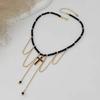 IngeSight.Z Trend Creative Crystal Beaded Chain Choker Necklace Women Exquisite Cross Rhinestone Tassel Pendant Necklace Jewelry
