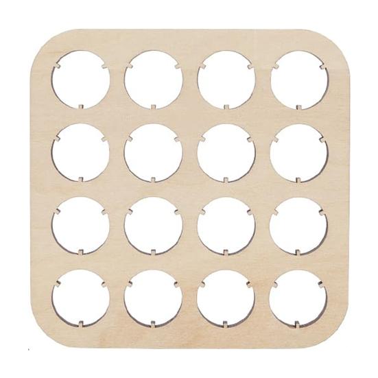 16-Slot Bottle Cap Organizer Wooden Beer Cap Display Stand Square Bottle Cap Coaster for Beer Cap Collection Home Decor Bar Display