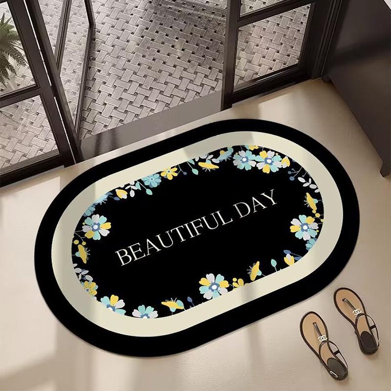 Nordic Style Flower Diatom Mud Floor Mat Shower Room Non-Slip And Dirt-Resistant Absorbent Floor Mat Bathroom Easy To Take Care Of Floor Mat