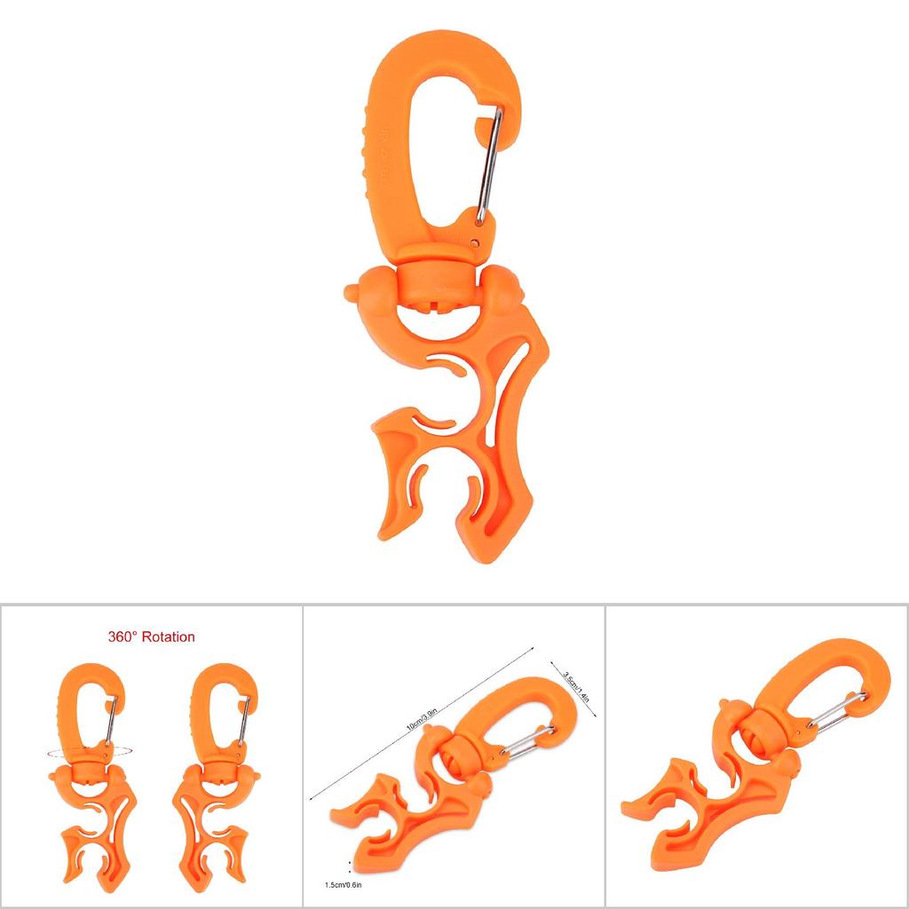 1Pc Outdoor Diving Double BCD Low Pressure Hose Clip Holder with Snap Hook Buckle(Black)