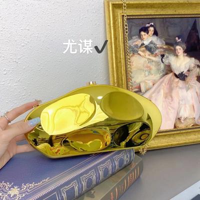 Caja meteorito metálica brillante acrílico dorado nube banquete brillante dumplings mano mensajero