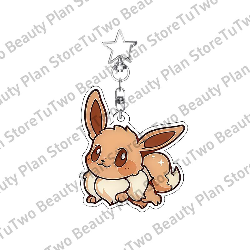 Cartoon Cute Anime Eevee Acrylic Keychain Leafeon Vaporeon Flareon Espeon Sylveon Jolteon Glaceon Bag Pendant Key Ring Gifts Toy