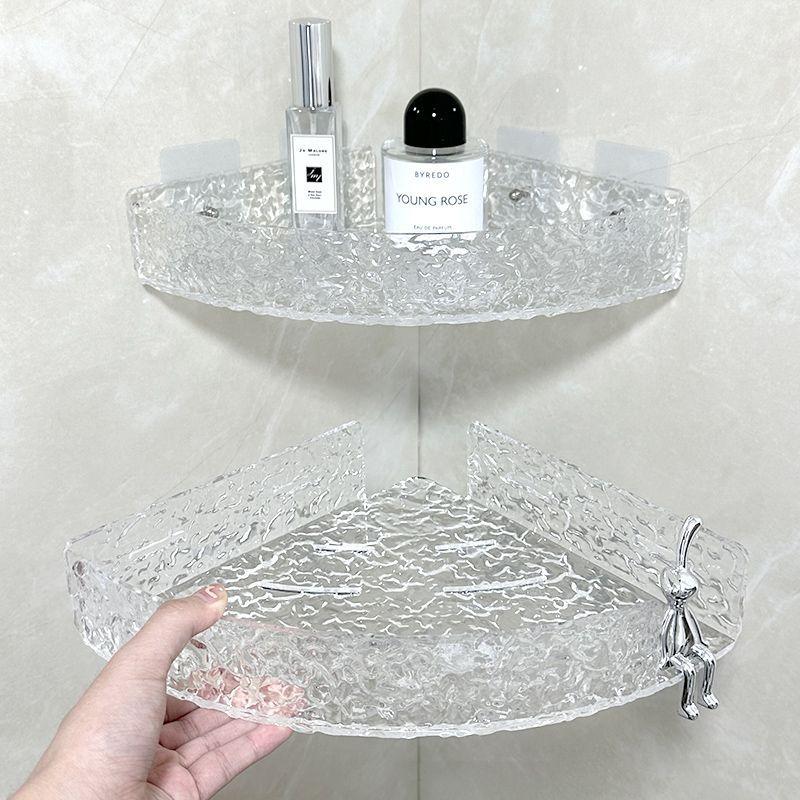 Wall Mounted Acrylic Bathroom Corner Shelf,Acrylic Bathroom Rack,Floating Shower Corner Shelf,Shower Shelf for Storage & Display