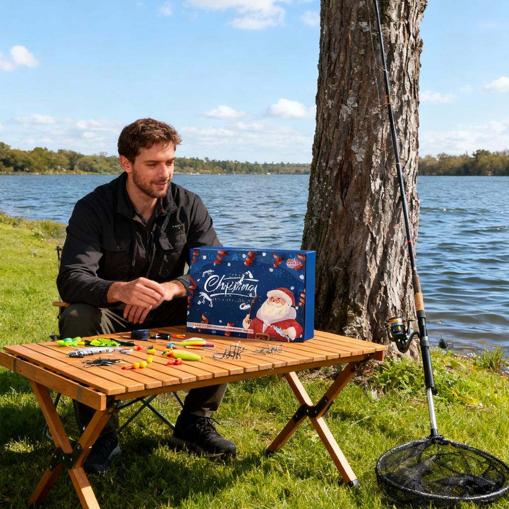 Merry Christmas Advent Calendar Fishing Christmas Countdown, Fishing Tackle Advent Calendar For Fish Adult Men Teen Boys 24-Day Countdown 24pcs