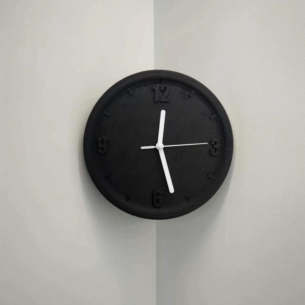 3D Printed Corner Wall Clock Decor Free Punching Silent Watch with Cover Hole Simple Modern Artistic Living Room Decoration
