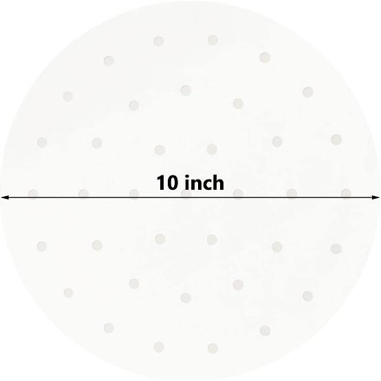150 PCS Bamboo Steamer Liners, Round Air Fryer Parchment Paper with Holes, 10 Inches Anti-Stick Steamer Liner, White Steamer Paper