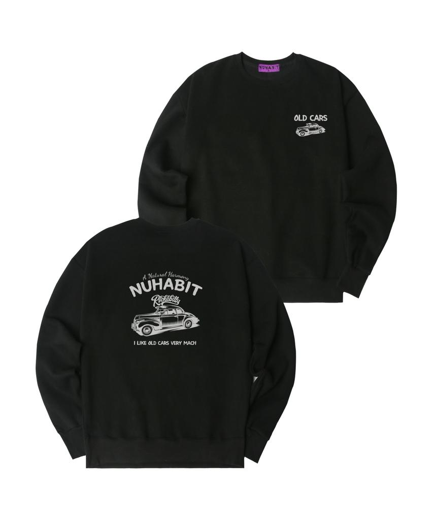 NUHABIT N/H Old Cars Oversized Fleece-Lined Sweatshirt_Black (Som4-4Nh1208)