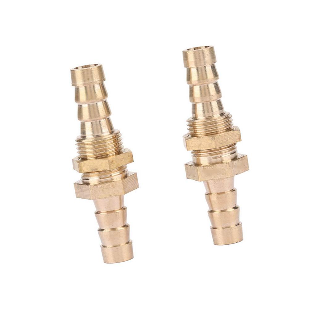 2 Pcs Hose Barb Brass Bulkhead Pipe Fitting Coupler Connector Adapter (8mm)
