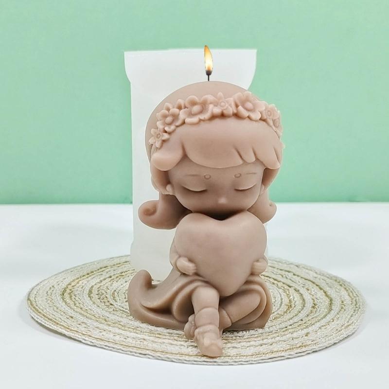 Cute Little Girl Silicone Moulds Scented Candle Molds DIY Cake Chocolate Decor