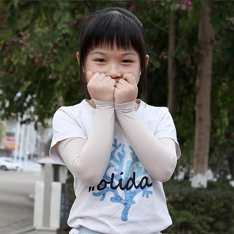 Kids' Sun Protection Ice Silk Sleeves - Thin, Mosquito Proof, UV Protection for Boys & Girls Sports.