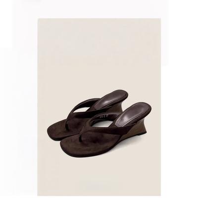 European and American Outer Wear Slope Heel Sandals Summer 2025 New Commuter Fashion Versatile with Skirt Toe High Heels Women